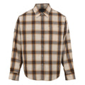 AMI Paris Beige Brown Plaid Long Sleeve Shirt