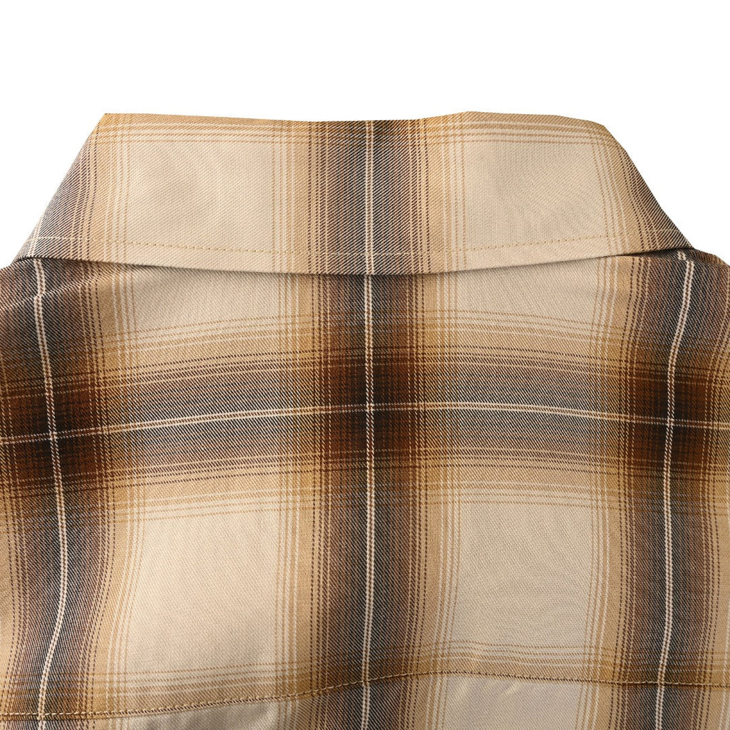 AMI Paris Beige Brown Plaid Long Sleeve Shirt