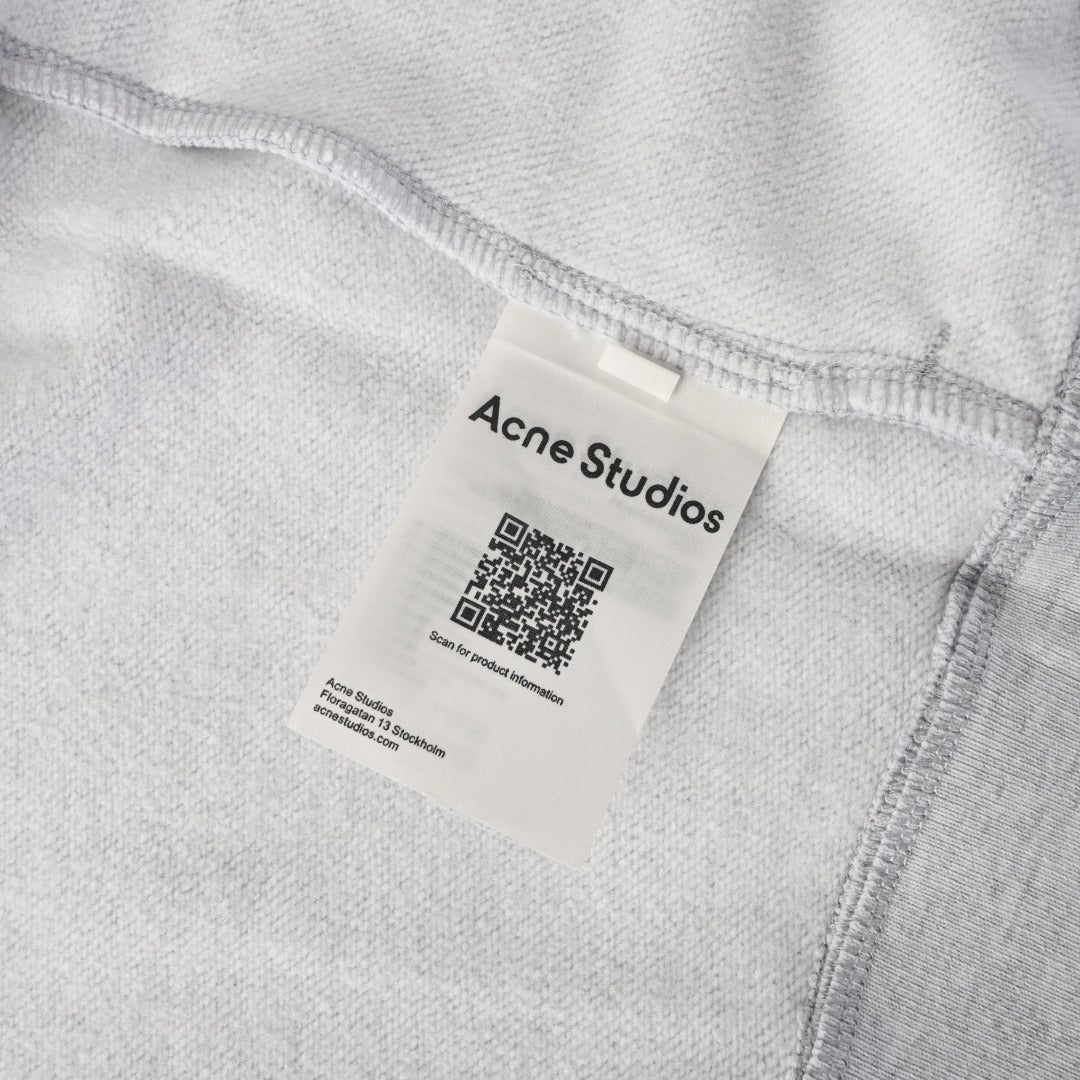 Acne Studios Grey Melange Full Zip Stand Collar Sweat Jacket