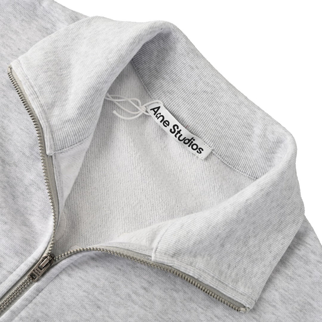 Acne Studios Grey Melange Full Zip Stand Collar Sweat Jacket