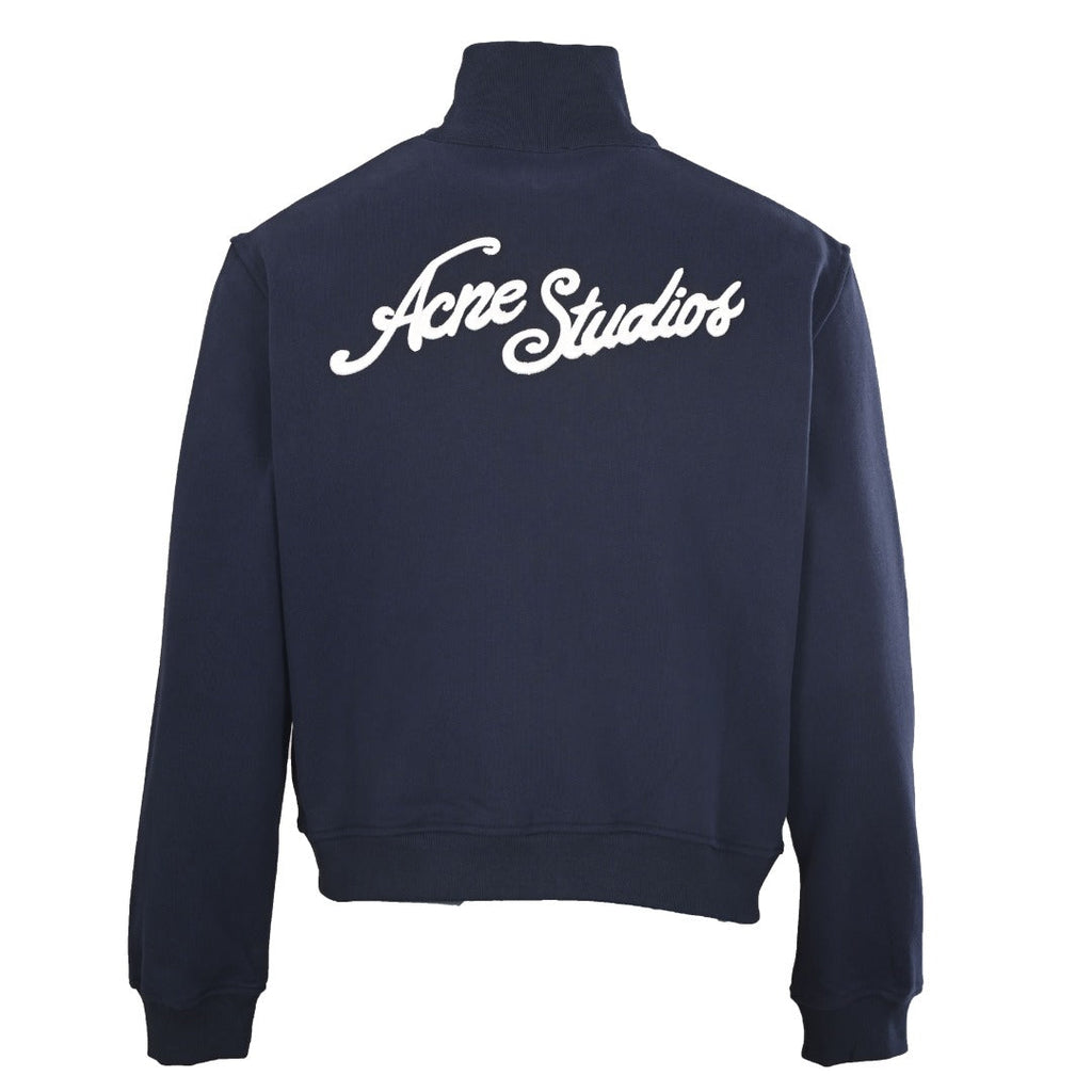 Acne Studios Navy Full Zip Stand Collar Sweat Jacket