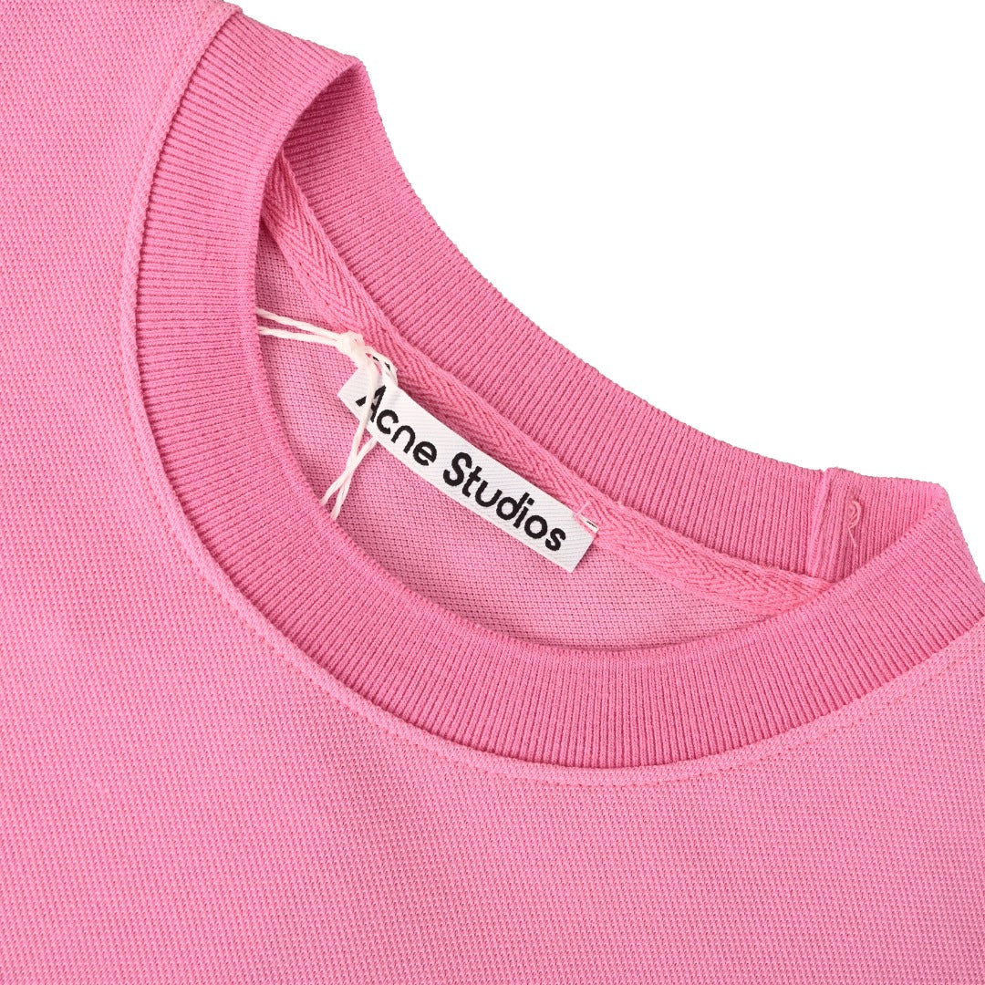 Acne Studios Pink Logo Embroidered Long Sleeve Tee