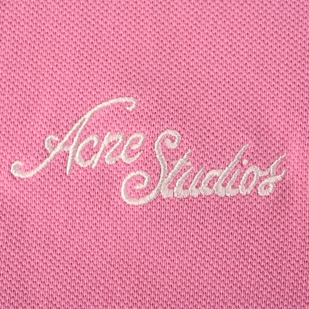 Acne Studios Pink Logo Embroidered Long Sleeve Tee