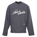 Acne Studios Dark Grey Logo Embroidered Long Sleeve Tee