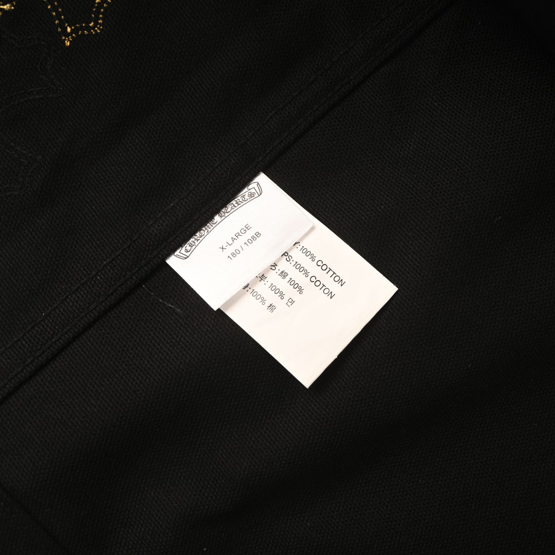 Chrome Hearts Black Leopard Cross Patch Long Sleeve Work Shirt