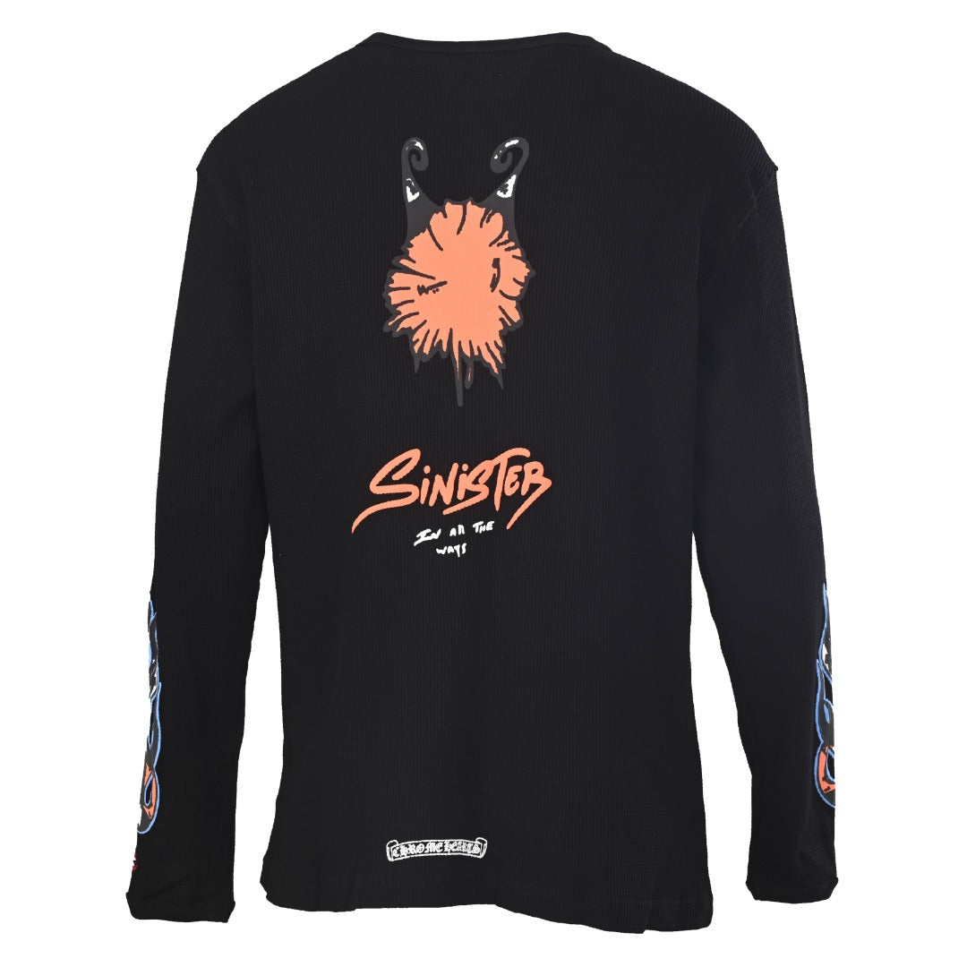 Chrome Hearts Sinister Black Waffle Long Sleeve Thermal Tee