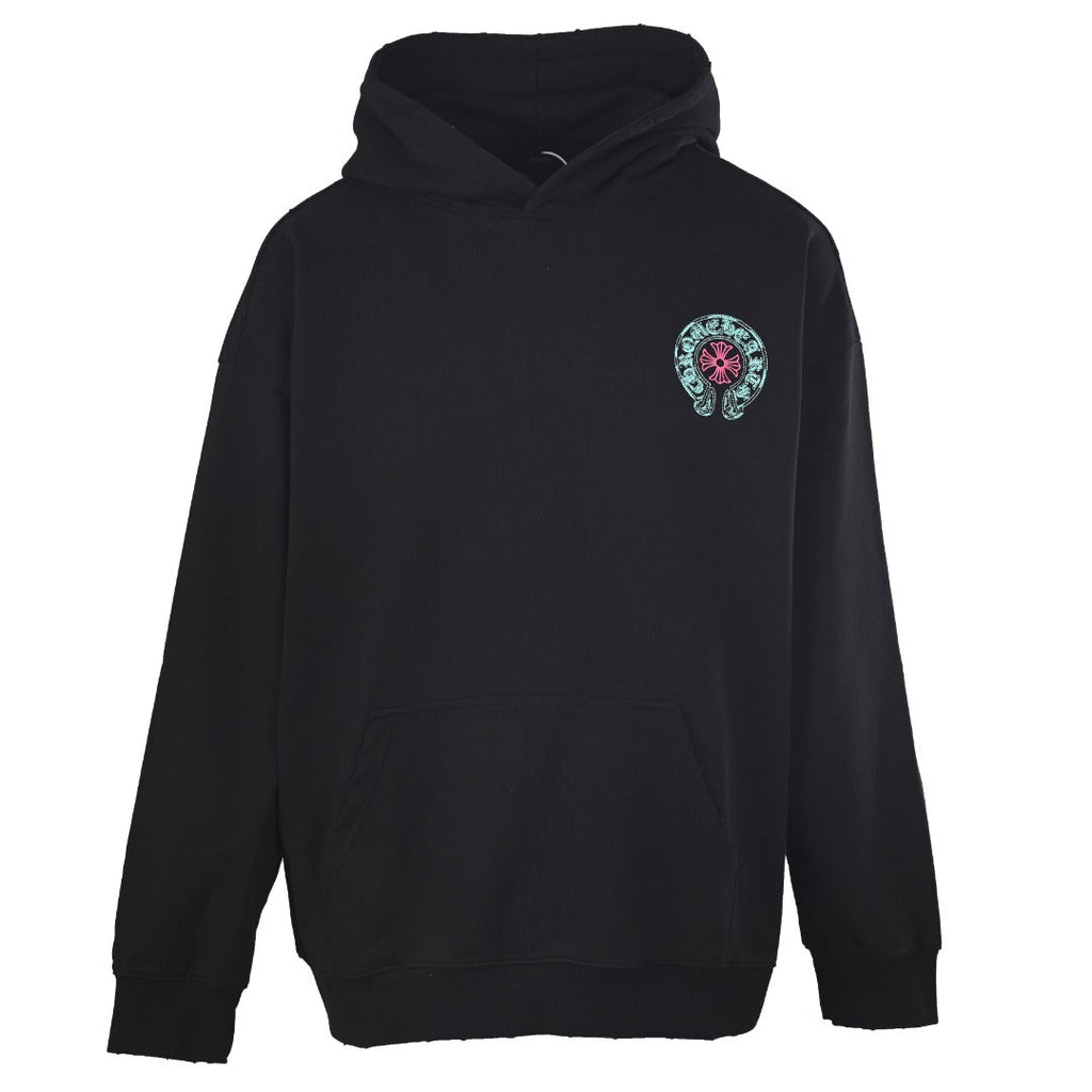 Chrome Hearts Horseshoe Logo Black Embroidered Hoodie