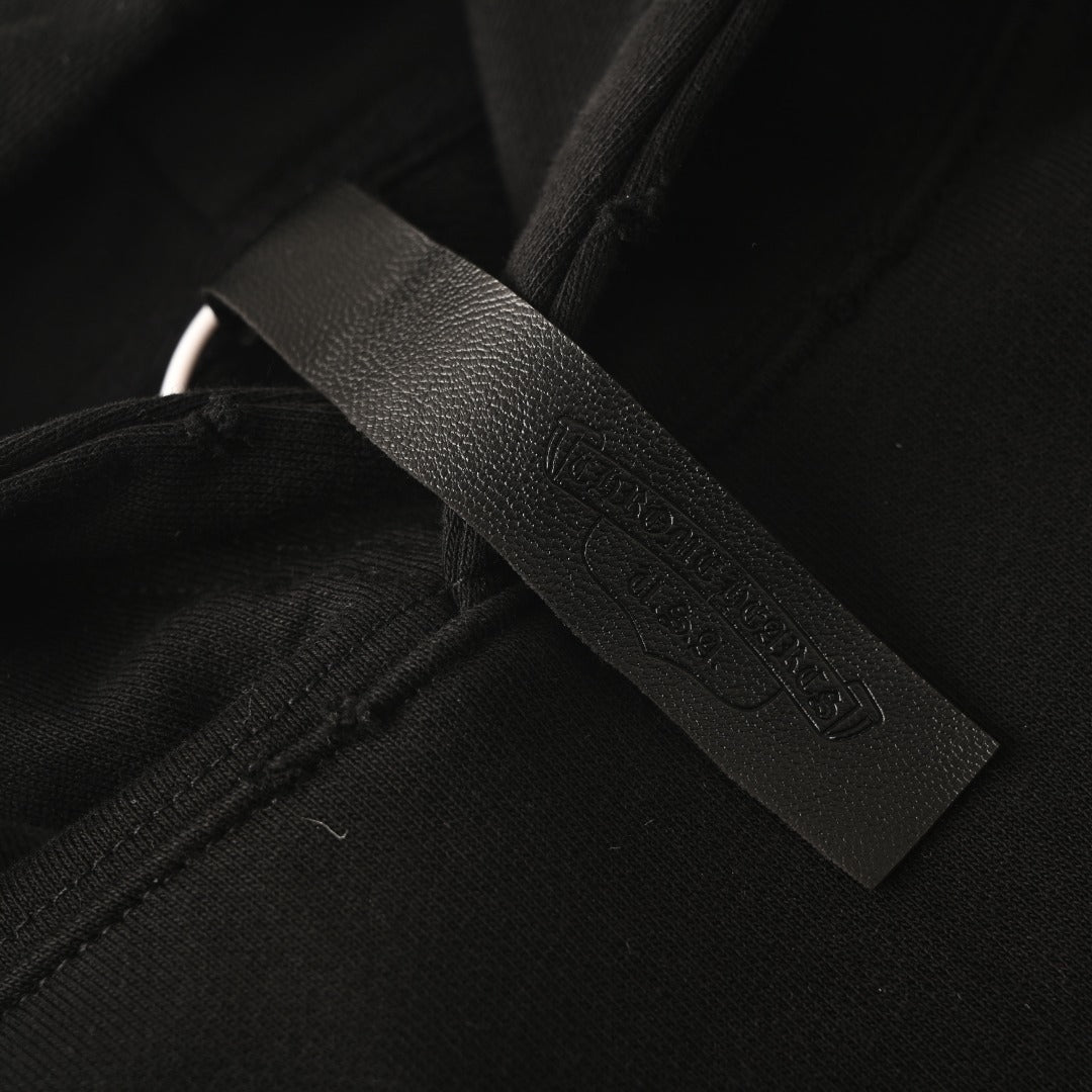 Chrome Hearts Horseshoe Logo Black Embroidered Hoodie