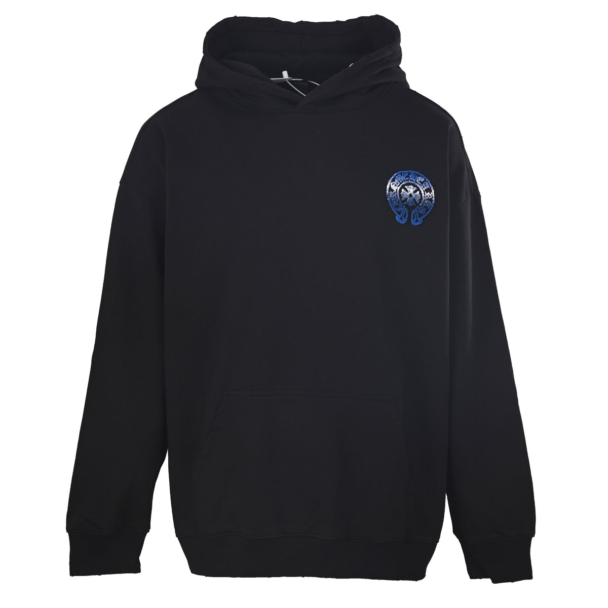 Chrome Hearts Horseshoe Logo Black Gradient Blue Embroidered Hoodie