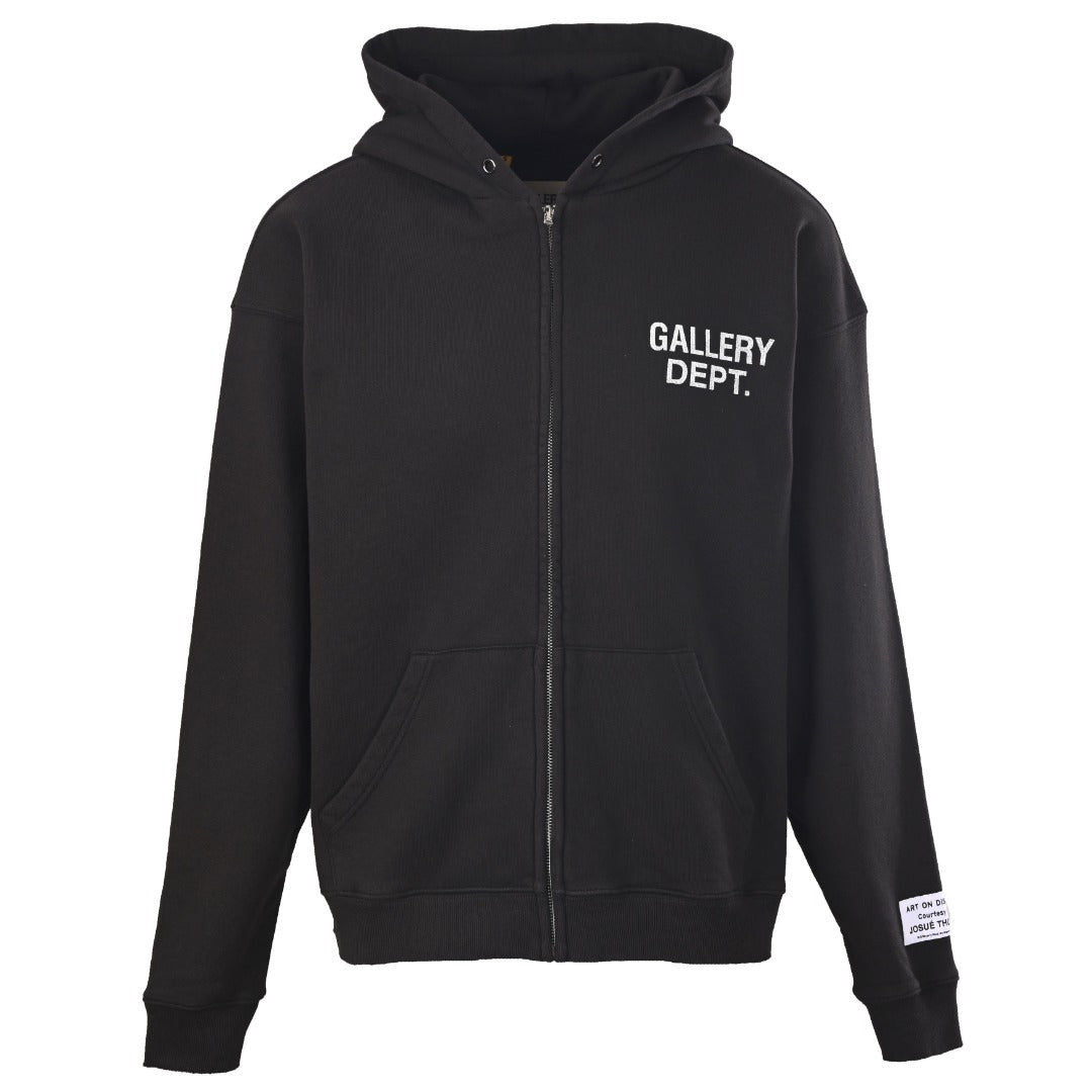 Gallery Dept Black Logo Full Zip Hoodie