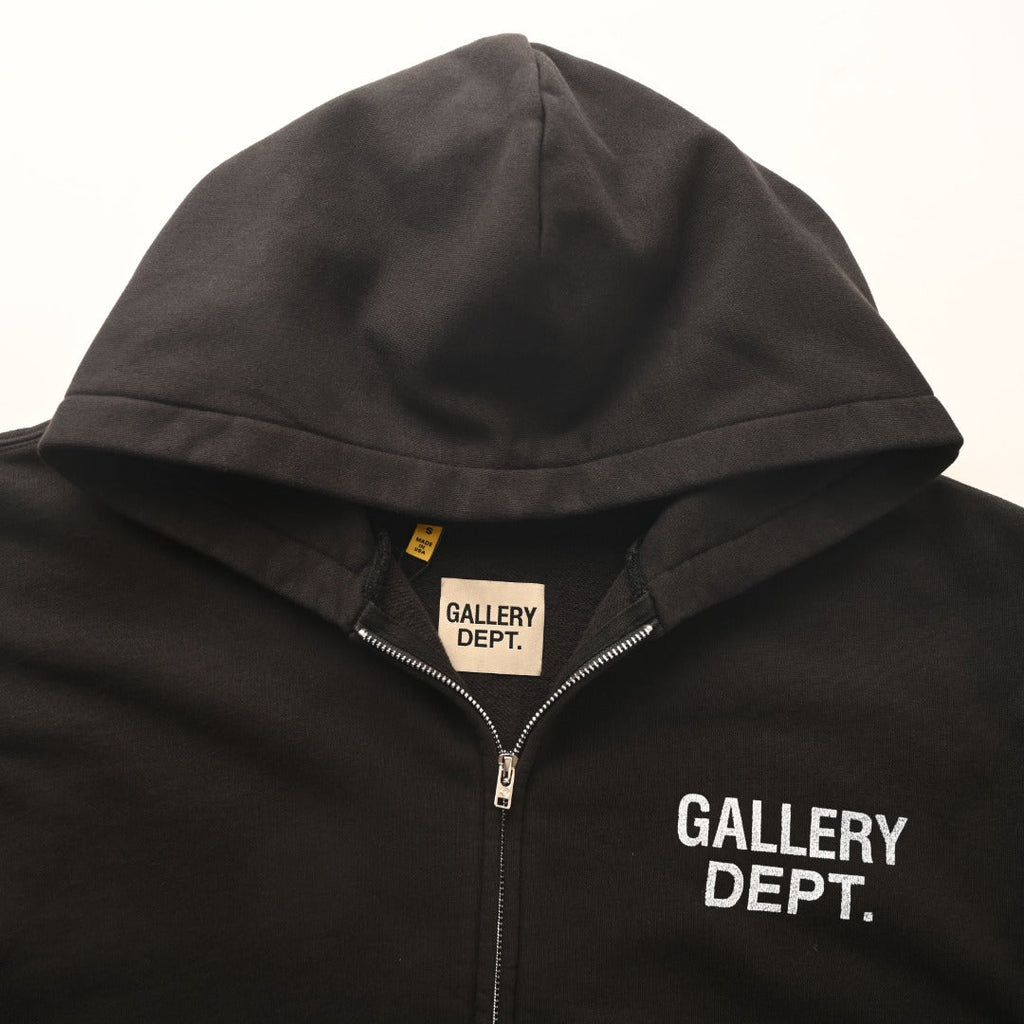 Gallery Dept Black Logo Full Zip Hoodie