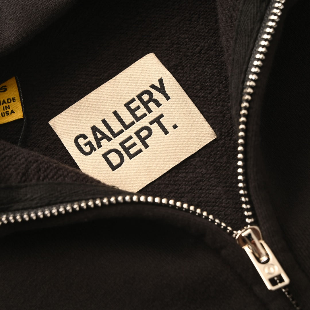 Gallery Dept Black Logo Full Zip Hoodie