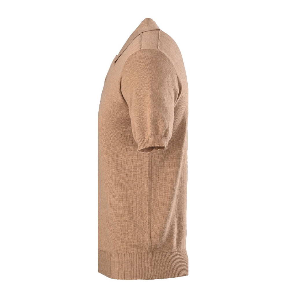 Burberry Camel Knit Short Sleeve Polo Shirt