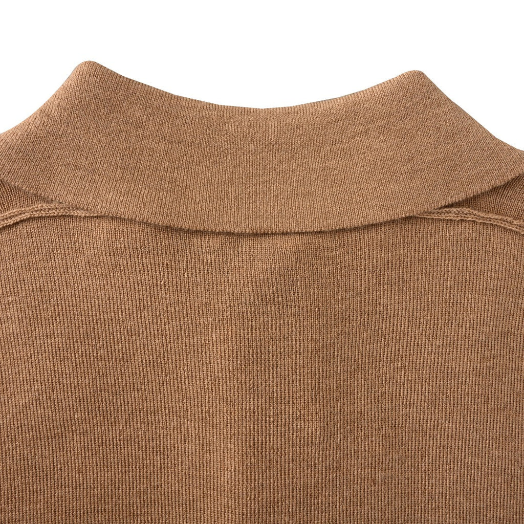 Burberry Camel Knit Short Sleeve Polo Shirt