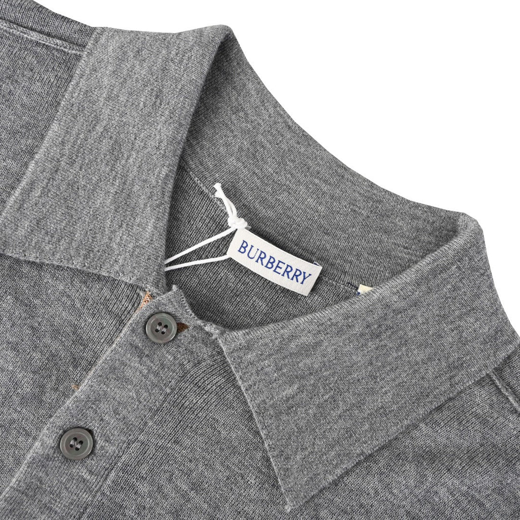 Burberry Grey Knit Short Sleeve Polo Shirt