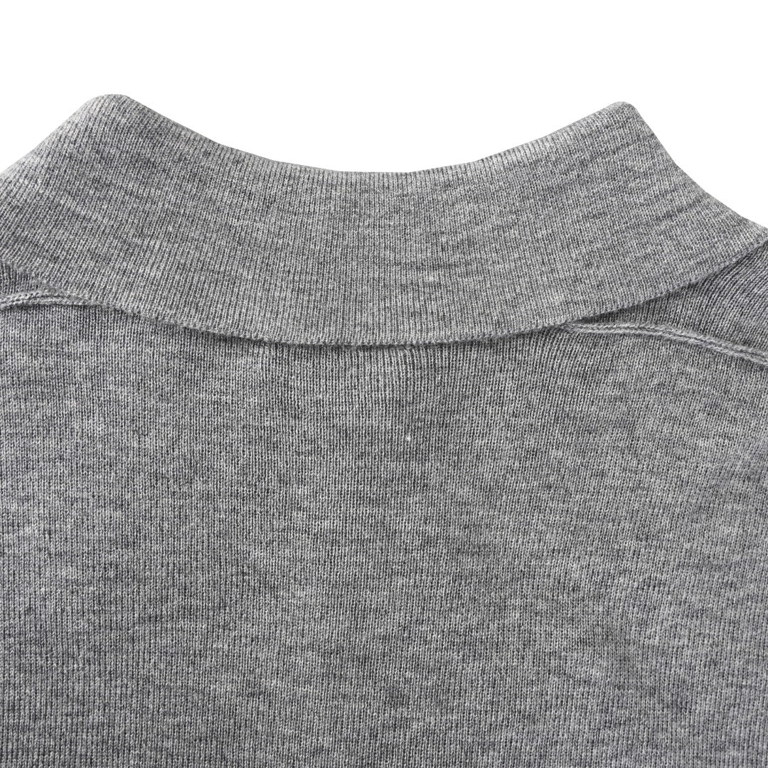 Burberry Grey Knit Short Sleeve Polo Shirt
