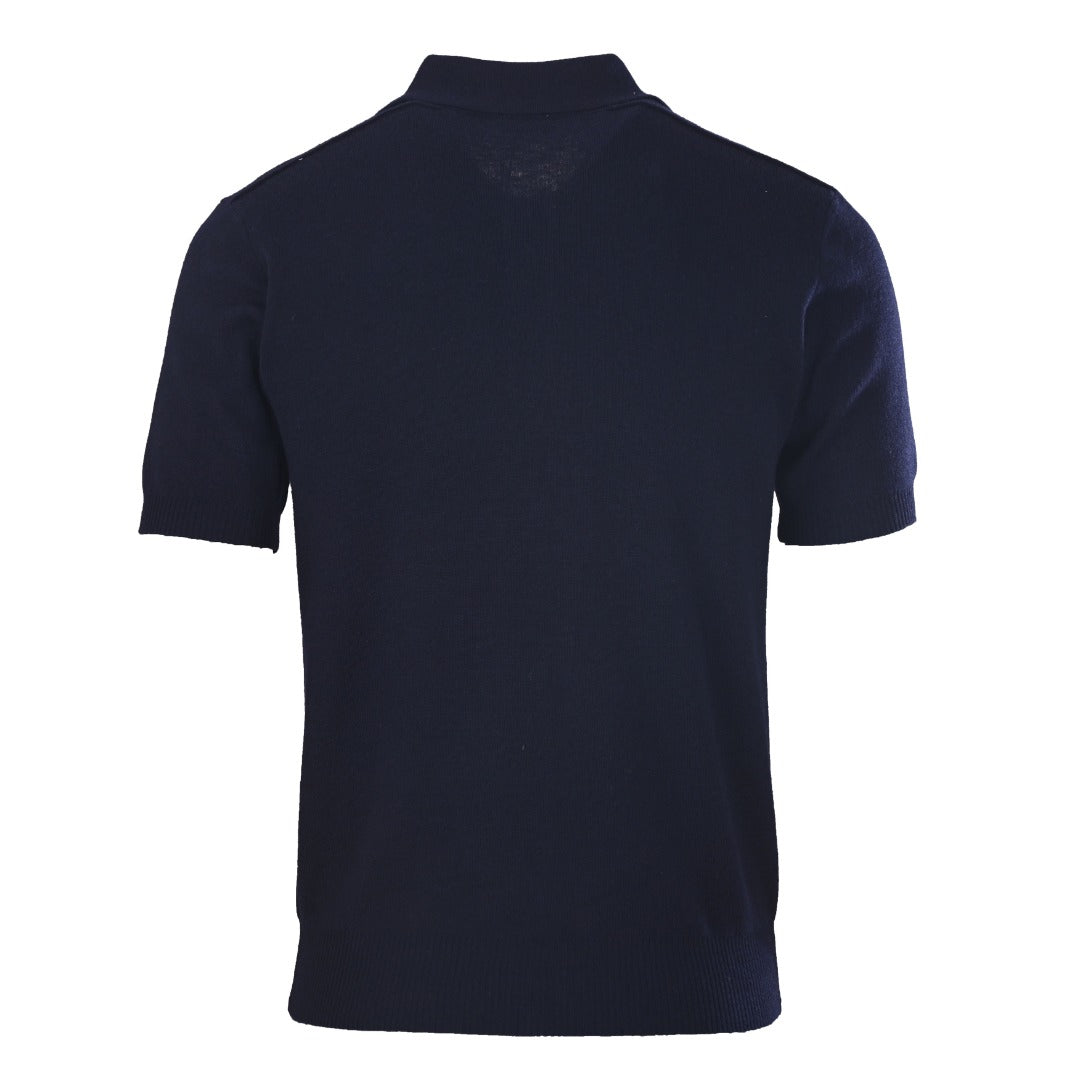 Burberry Navy Knit Short Sleeve Polo Shirt