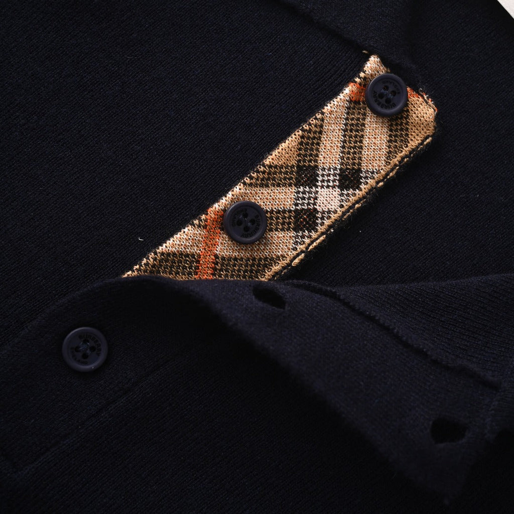Burberry Navy Knit Short Sleeve Polo Shirt