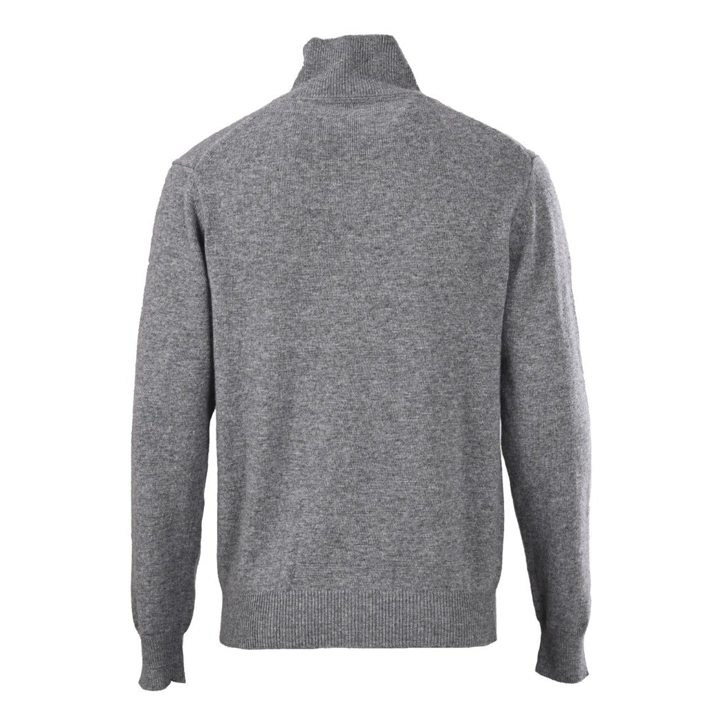 Burberry Grey Half Zip Equestrian Logo Knit Sweater