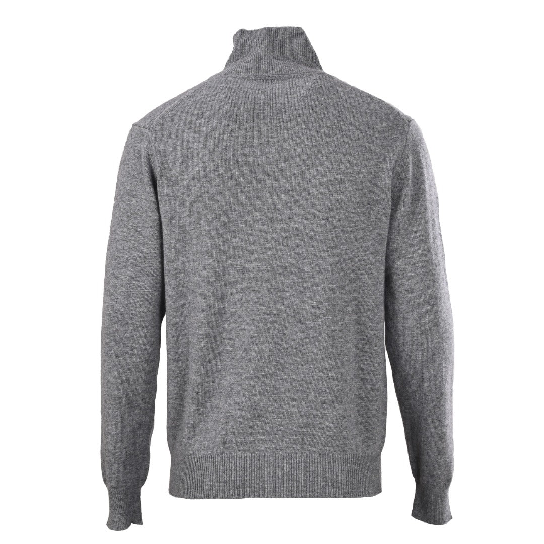 Burberry Grey Half Zip Equestrian Logo Knit Sweater