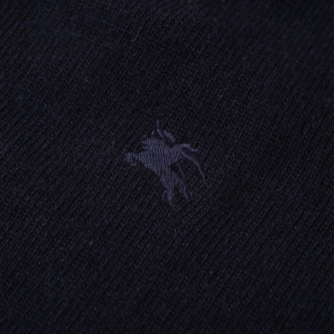 Burberry Navy Half Zip Equestrian Logo Knit Sweater