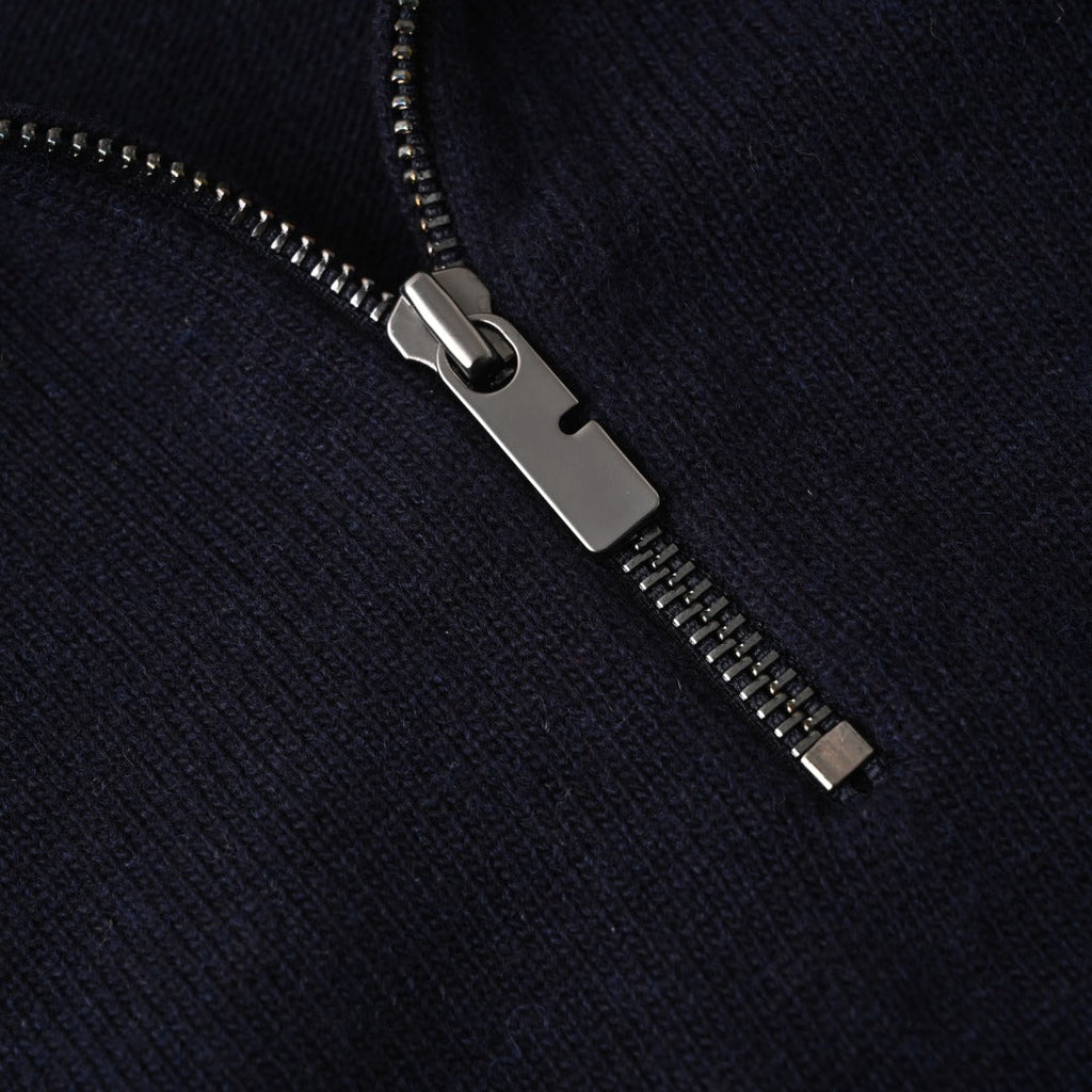 Burberry Navy Half Zip Equestrian Logo Knit Sweater