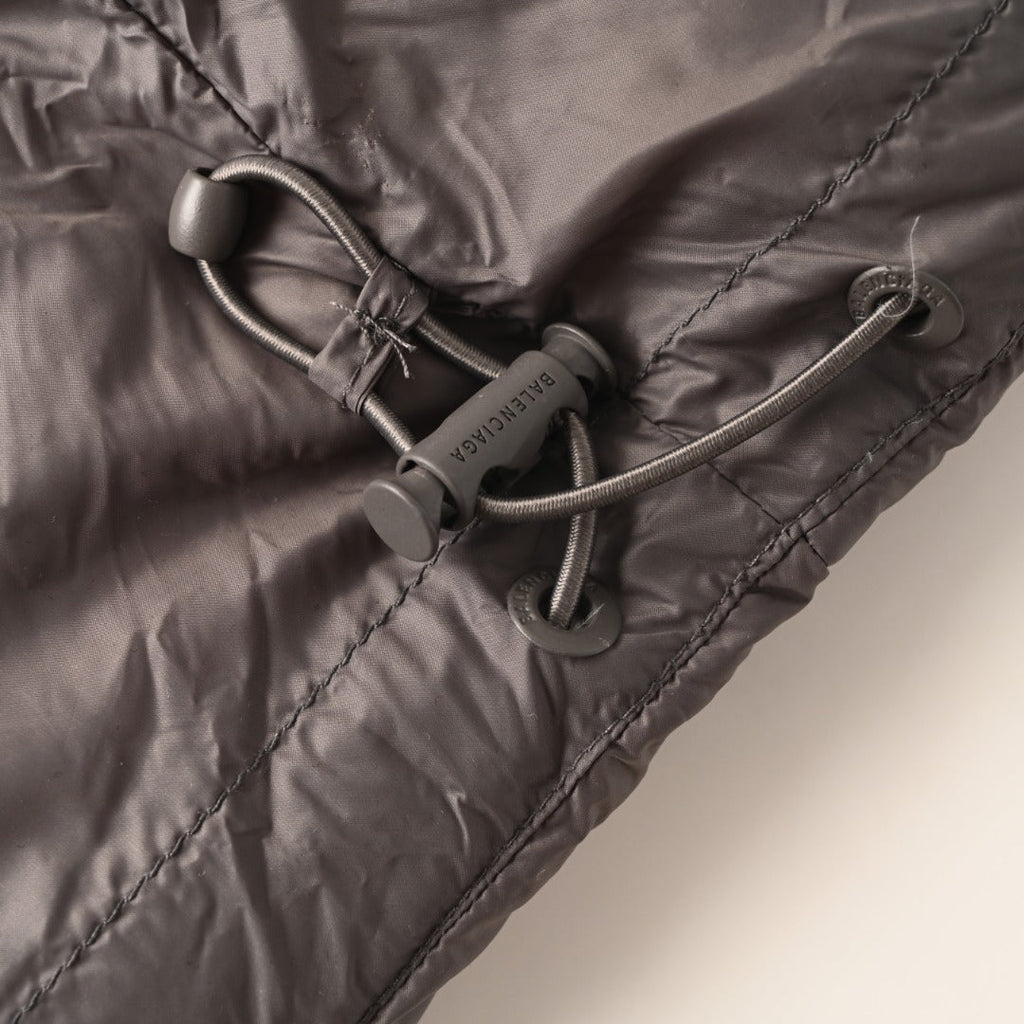 Balenciaga Taupe Embroidered Logo Stand Collar Puffer Jacket