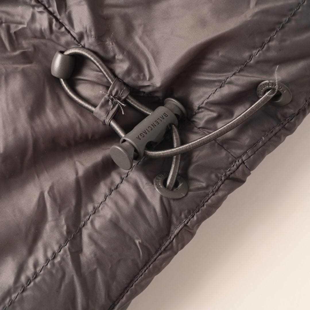 Balenciaga Taupe Embroidered Logo Stand Collar Puffer Jacket
