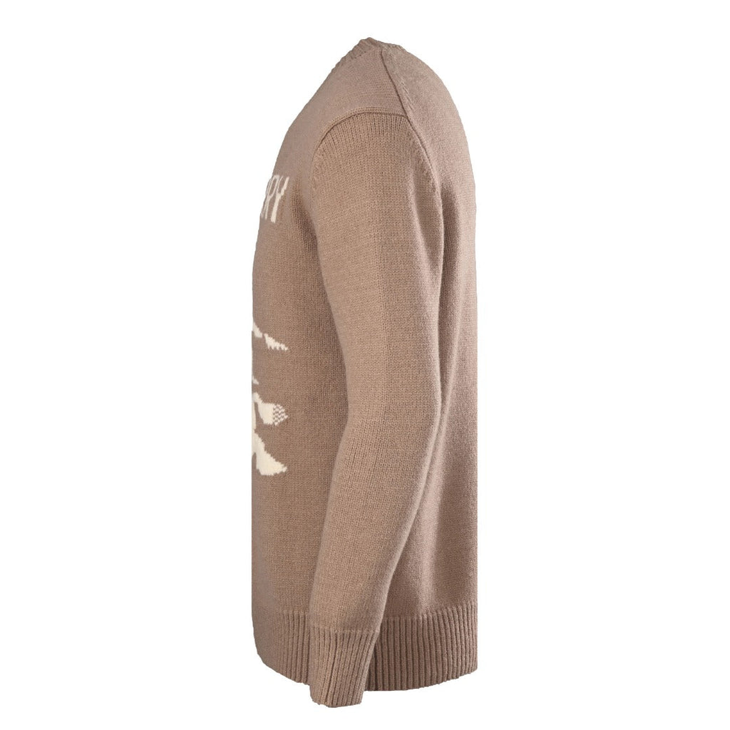 Burberry Camel Equestrian Knight Logo Crew Neck Knit Sweater
