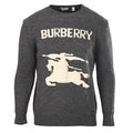 Burberry Dark Grey Equestrian Knight Logo Crew Neck Knit Sweater