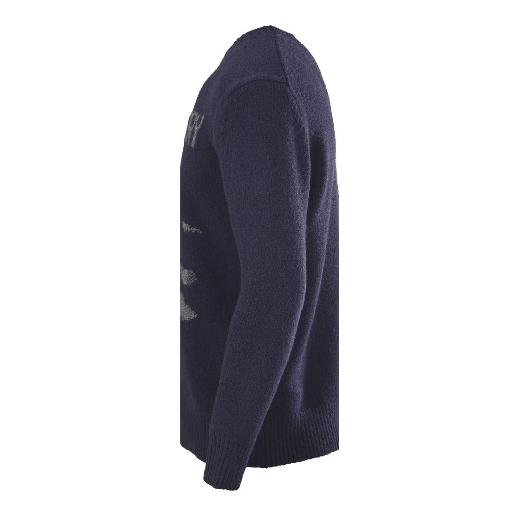 Burberry Navy Equestrian Knight Logo Crew Neck Knit Sweater