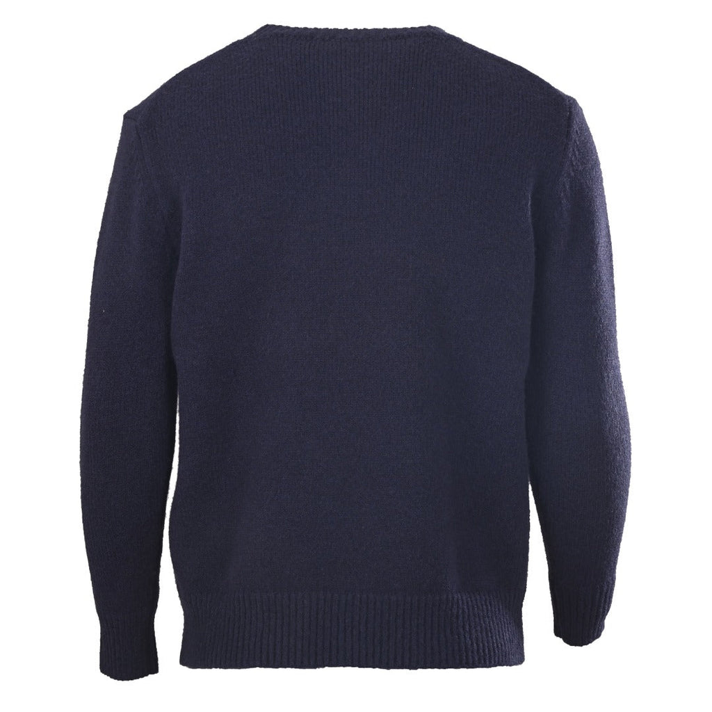Burberry Navy Equestrian Knight Logo Crew Neck Knit Sweater