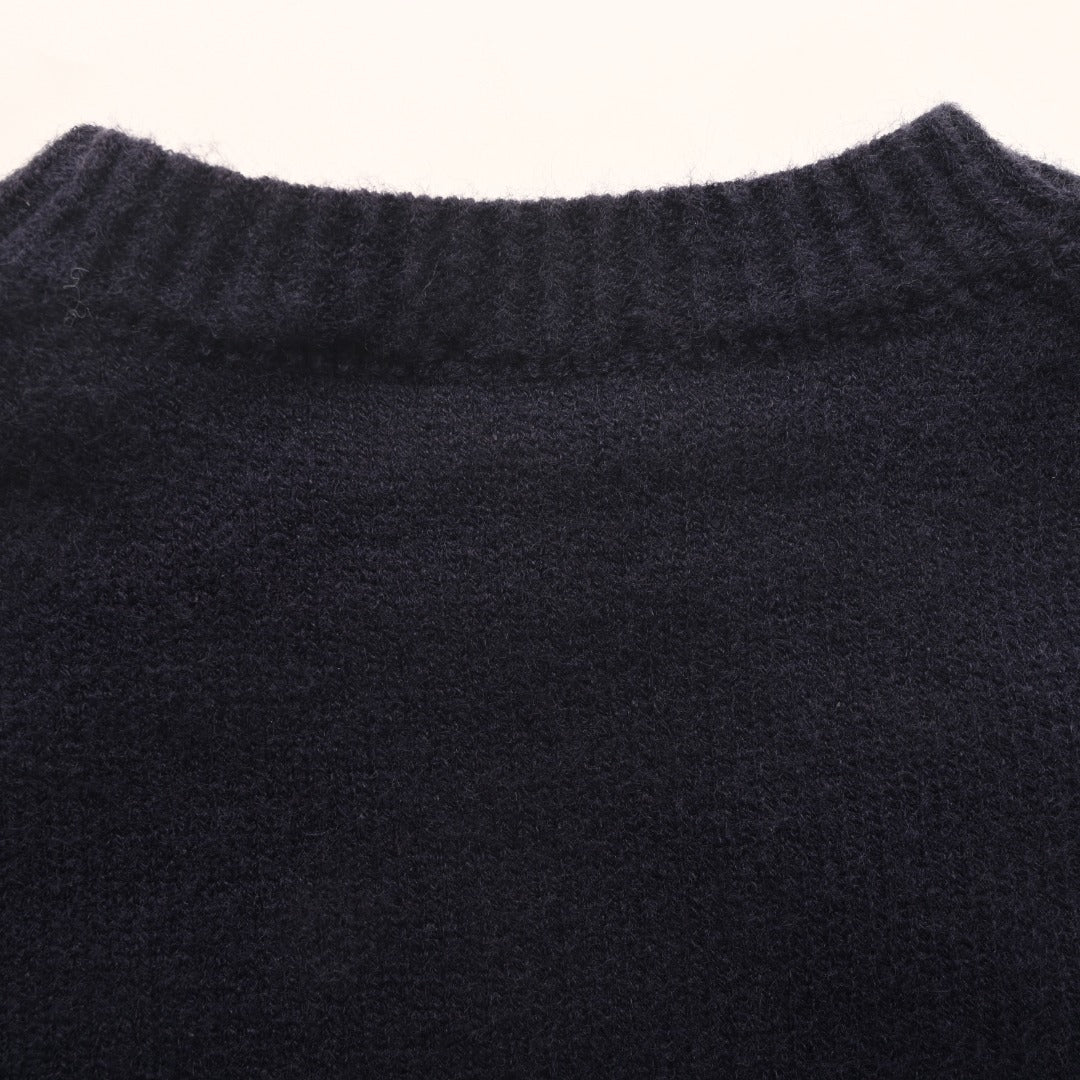 Burberry Navy Equestrian Knight Logo Crew Neck Knit Sweater