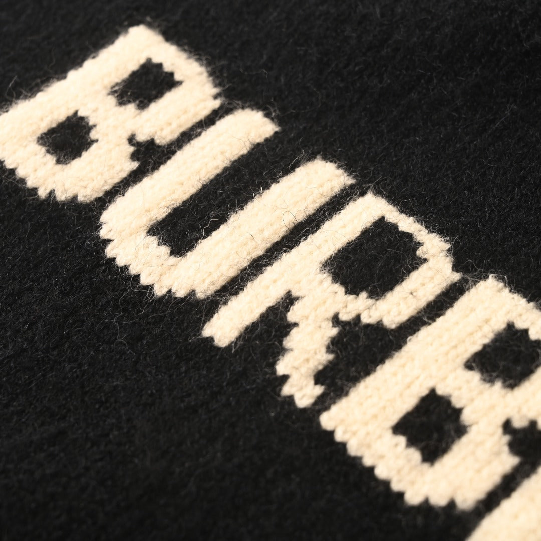 Burberry Black Equestrian Knight Logo Crew Neck Knit Sweater