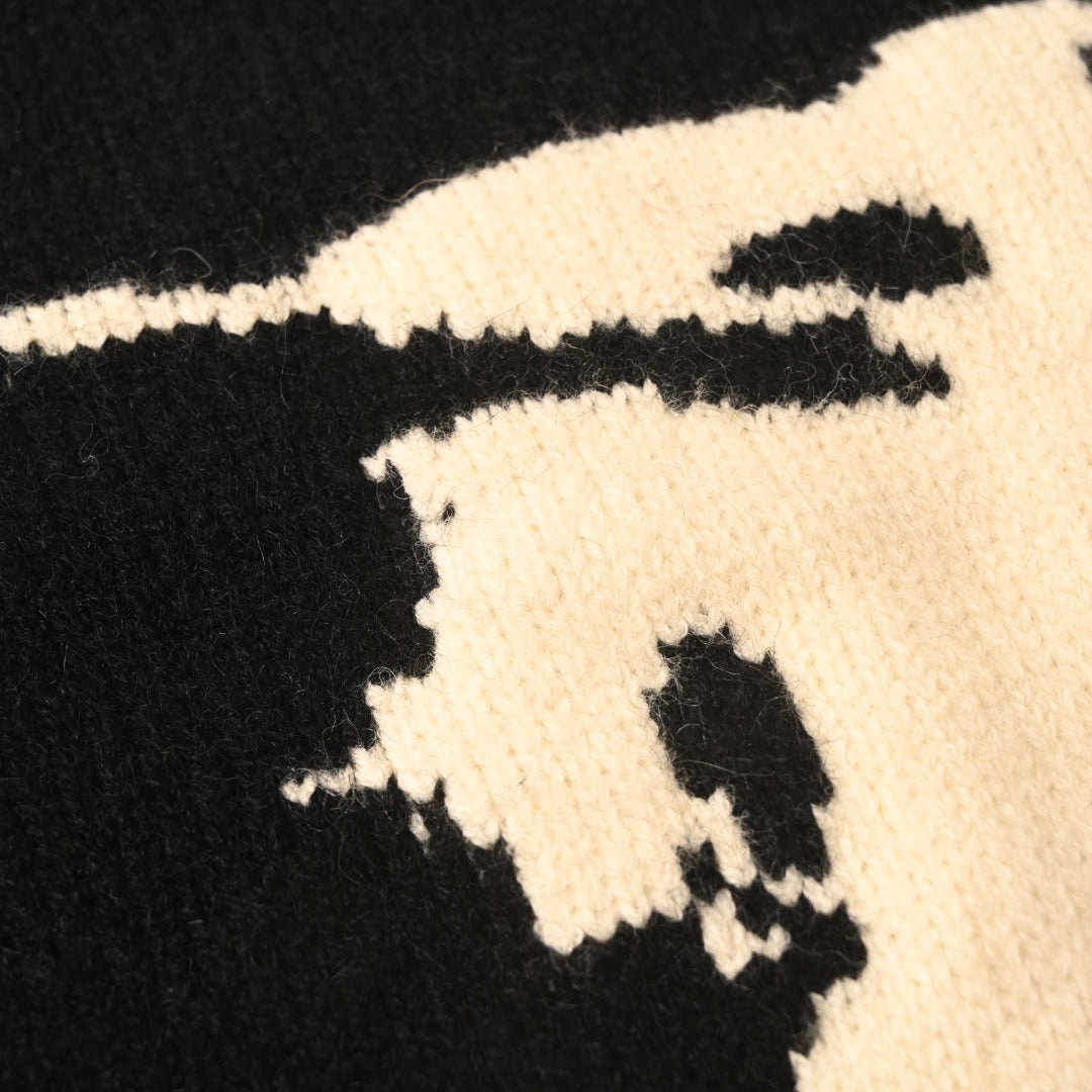 Burberry Black Equestrian Knight Logo Crew Neck Knit Sweater