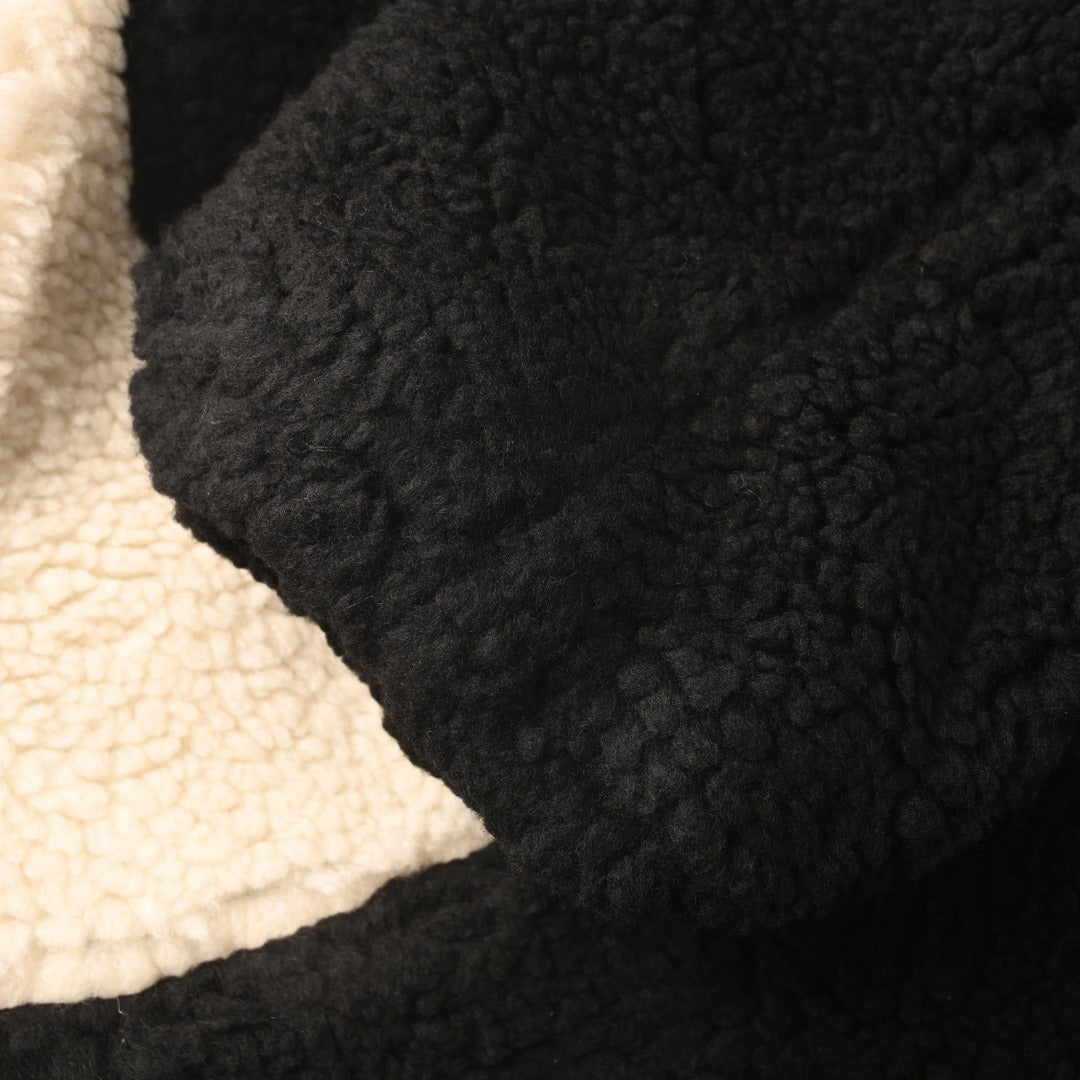 Balenciaga Black White Logo Fleece Zip Jacket
