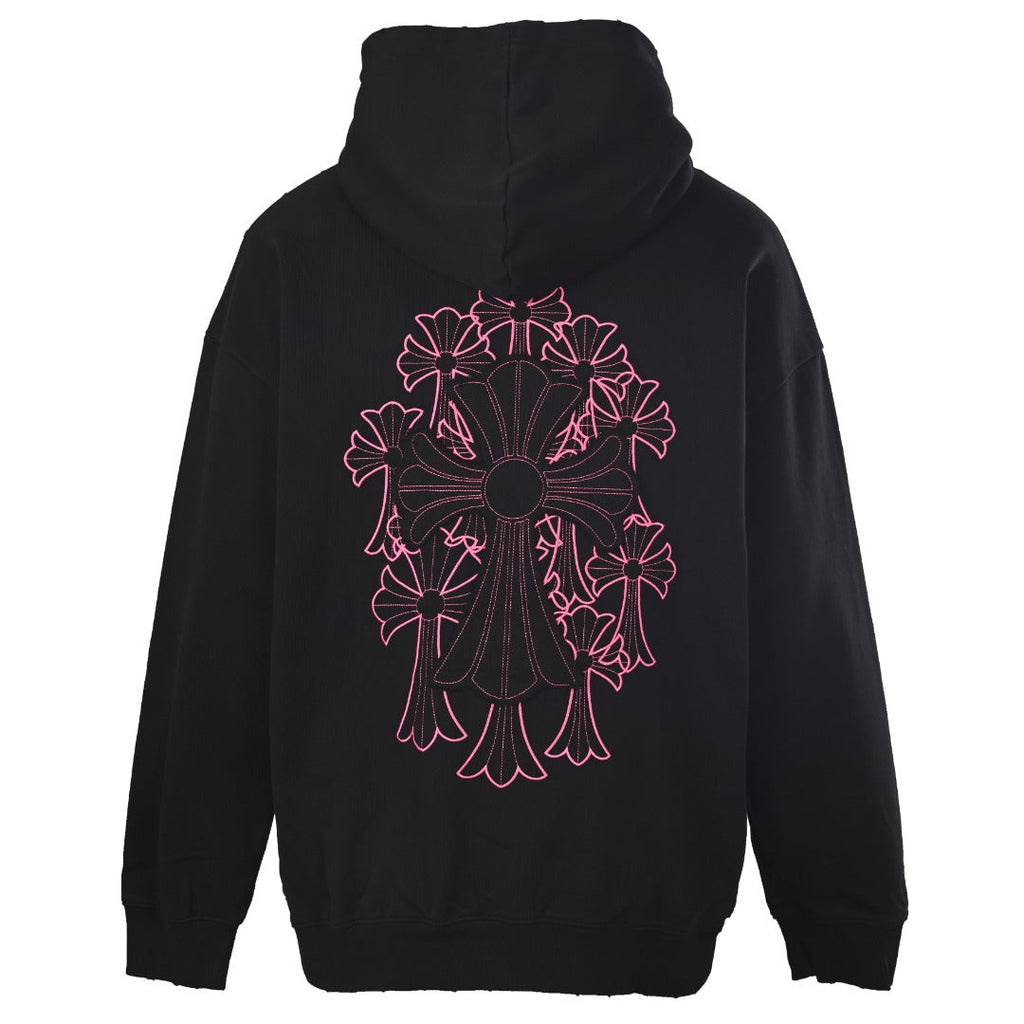 Chrome Hearts Black Pink Cross Embroidered Pullover Hoodie