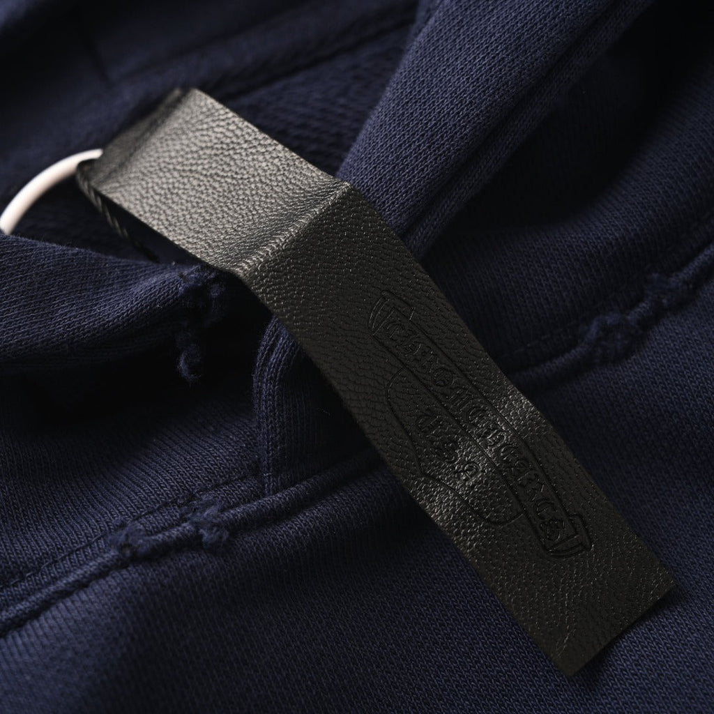 Chrome Hearts Navy Pink Cross Embroidered Pullover Hoodie