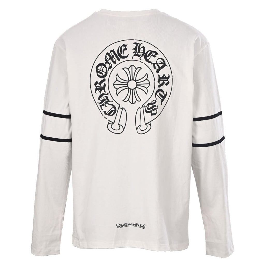 Chrome Hearts White 33 Horseshoe Logo Long Sleeve Tee