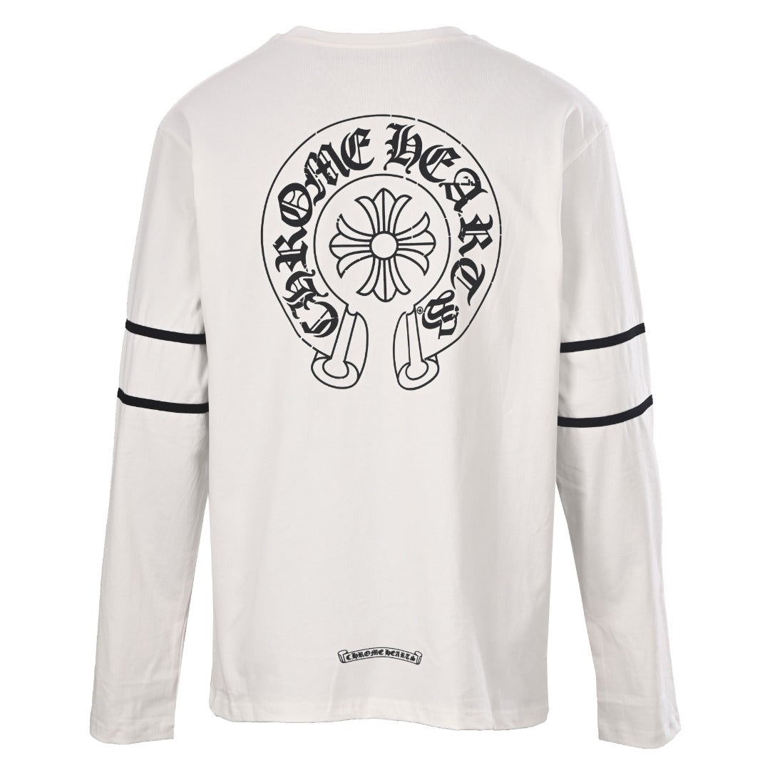 Chrome Hearts White 33 Horseshoe Logo Long Sleeve Tee