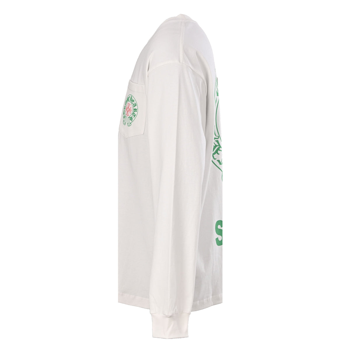Chrome Hearts White STAFF Horseshoe Pocket Long Sleeve Tee