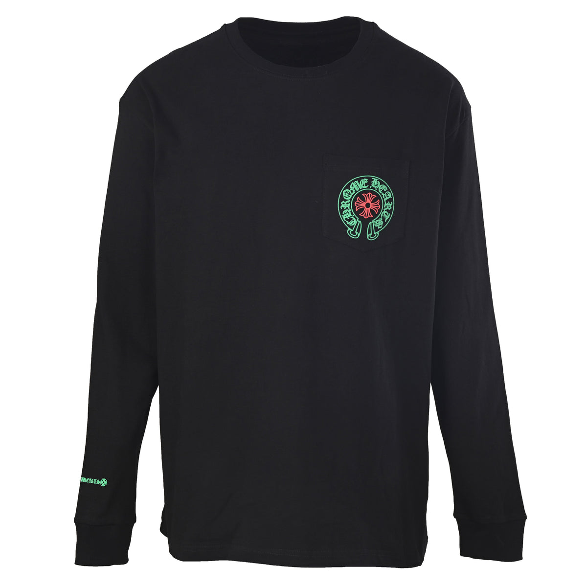 Chrome Hearts Black STAFF Horseshoe Pocket Long Sleeve Tee