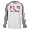 Chrome Hearts Grey White Raglan Sleeve Flag Print Long Sleeve Tee
