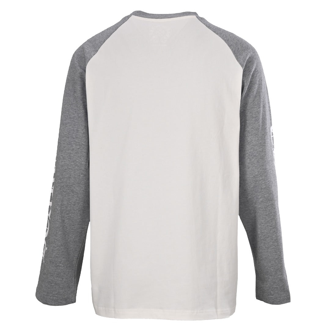 Chrome Hearts Grey White Raglan Sleeve Flag Print Long Sleeve Tee