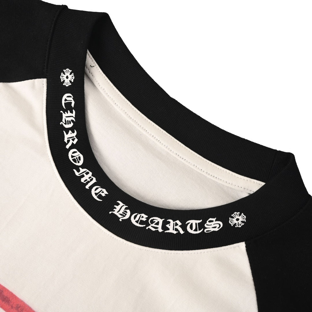 Chrome Hearts Black White Raglan Sleeve Flag Print Long Sleeve Tee