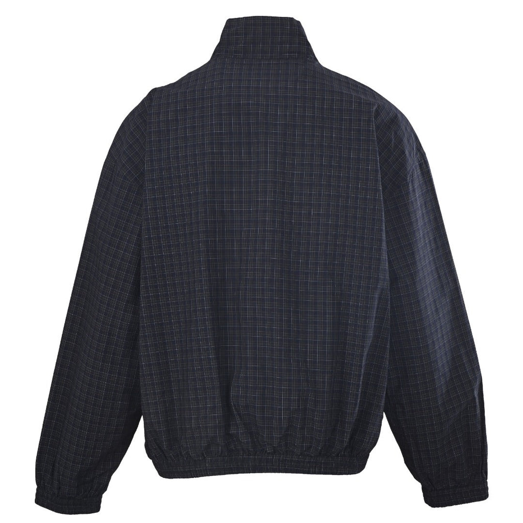 Balenciaga Dark Plaid Stand Collar Zip Windbreaker Jacket