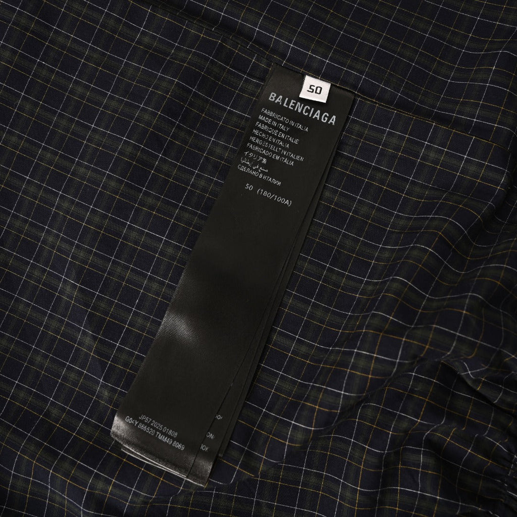 Balenciaga Dark Plaid Stand Collar Zip Windbreaker Jacket
