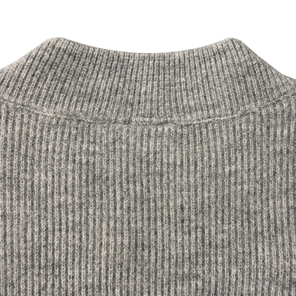 Dior Grey Ribbed V-Neck Logo Knit Sweater