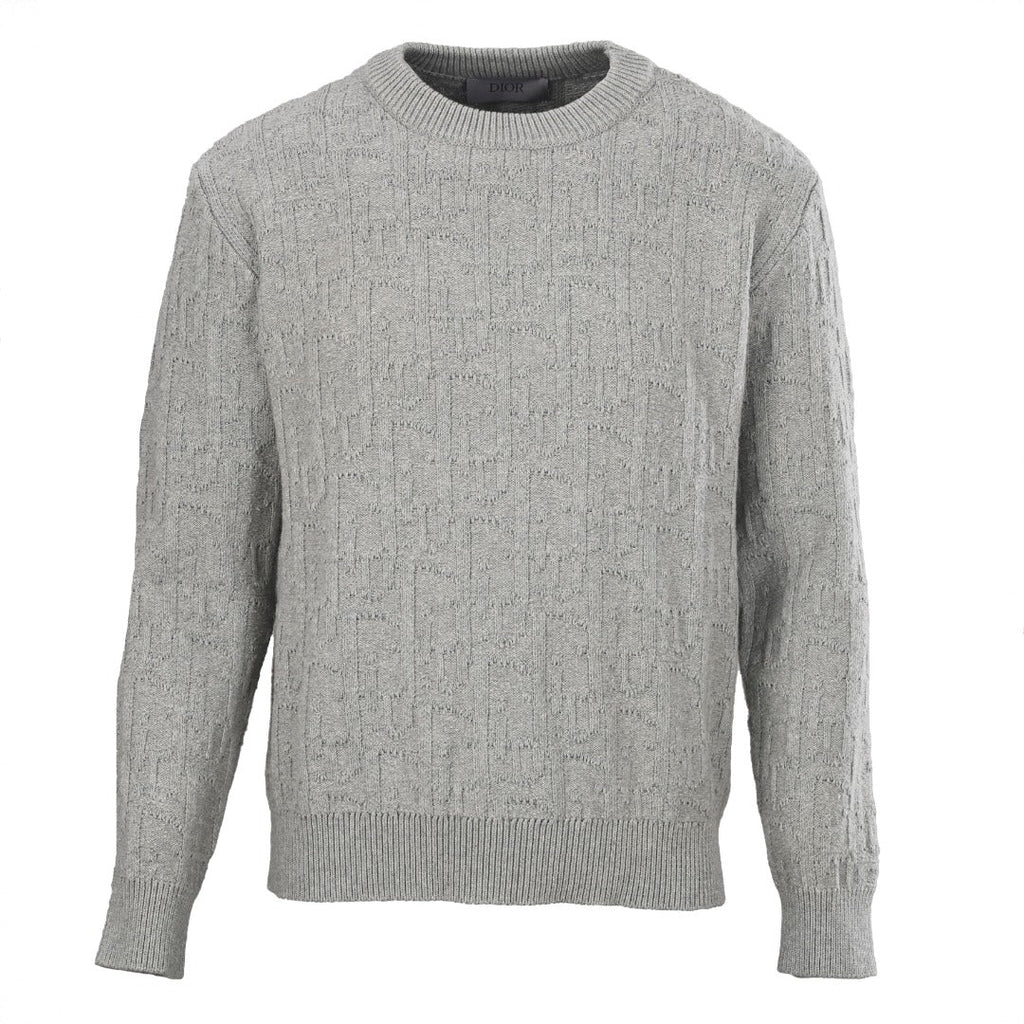 Dior Grey Oblique Cable Knit Crew Neck Sweater