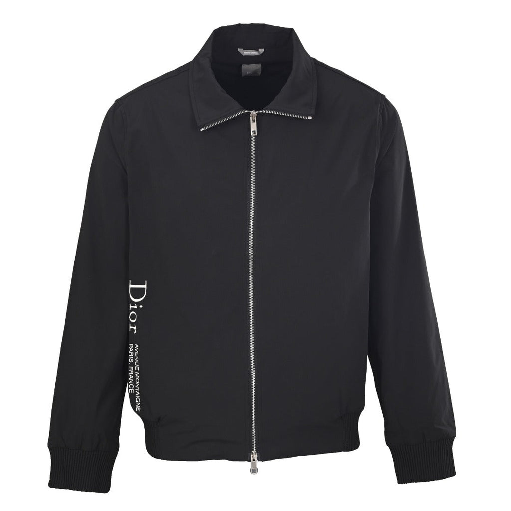 Dior Black Avenue Montaigne Embroidered Zip Bomber Jacket